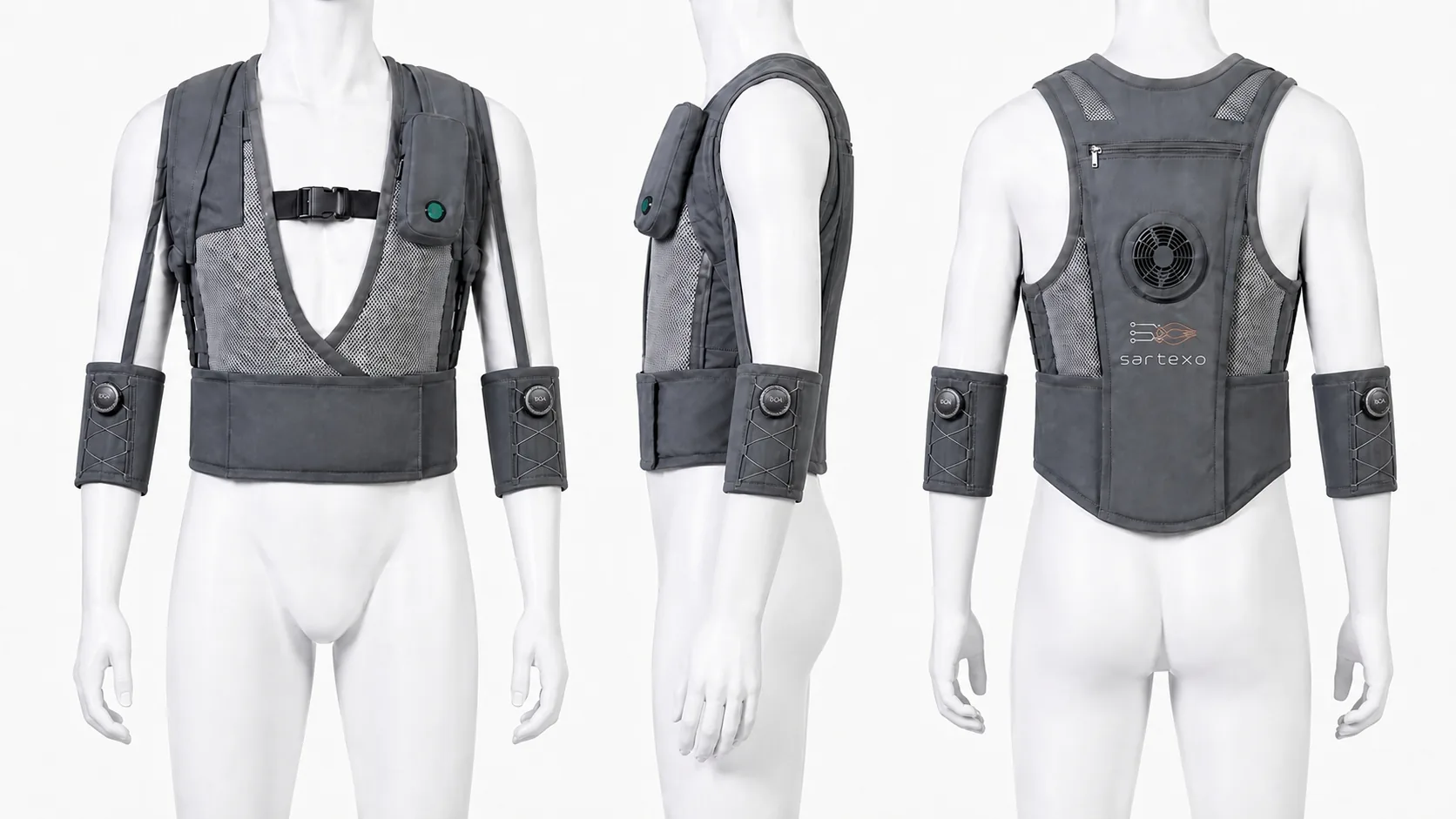 Bionic Suit Upper 그레이 모델 정면·측면·후면